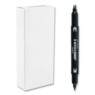 Tombow® Mono® Highlighters, Yellow Green Ink, Bullet/Chisel Tip, Yellow Green Barrel, 10/Box