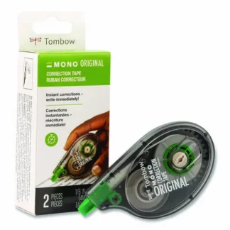 Tombow® MONO Correction Tape, Non-Refillable, Gray/Clear Applicator, 0.17" x 394", White Tape, 2/Pack