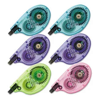 Tombow® MONO Original Correction Tape, Assorted RetroColor Applicators, 0.17" x 394", 6/Box