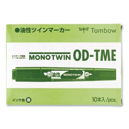 Tombow® Mono Twin Bold Permanent Marker, Fine/Broad Tips, Blue, 10/Box
