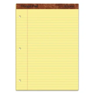 TOPS™ "The Legal Pad" Ruled Perforated Pads, Wide/Legal Rule, 50 Sheets, Canary-Yellow, 8.5" x 11.75", Dozen
