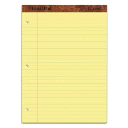 TOPS™ "The Legal Pad" Ruled Perforated Pads, Wide/Legal Rule, 50 Sheets, Canary-Yellow, 8.5" x 11.75", Dozen