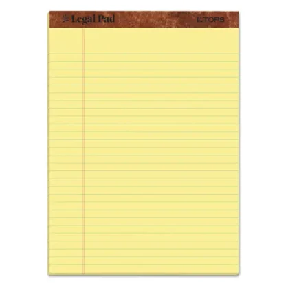 TOPS™ "The Legal Pad" Ruled Perforated Pads, Wide/Legal Rule, 50 Sheets, Canary-Yellow, 8.5 x 11, 3/Pack