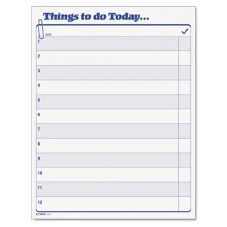 TOPS™ "Things To Do Today" Daily Agenda Pad, One-Part (No Copies), 8.5 x 11, 100 Forms Total