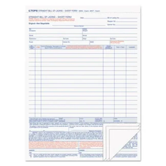 TOPS™ Bill of Lading, Four-Part Carbonless, 8.5 x 11, 50 Forms Total