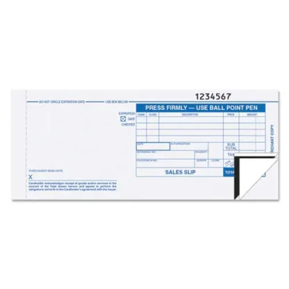 TOPS™ Credit Card Sales Slip, Three-Part Carbonless, 7.78 x 3.25, 100 Forms Total