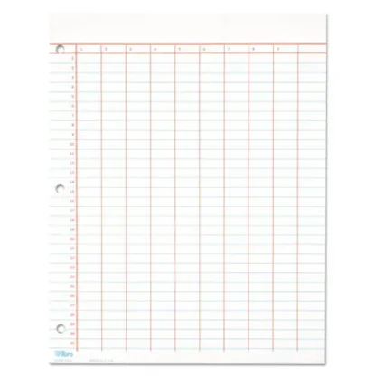 TOPS™ Data Pad with Numbered Column Headings, Data/Lab-Record Format, Wide/Legal Rule, 10 Columns, 8.5 x 11, White, 50 Sheets