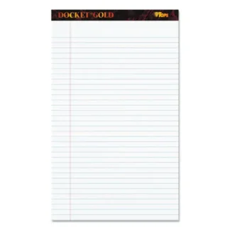 TOPS™ Docket Gold Ruled Perforated Pads, Wide/Legal Rule, 12-Pack