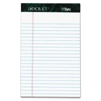 TOPS™ Docket Ruled Perforated Pads, Narrow Rule, 5" x 8", 50 Sheets, 6/Pack