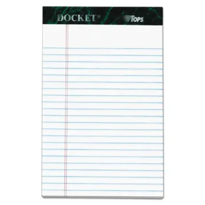 TOPS™ Docket Ruled Perforated Pads, Narrow Rule, 5" x 8", 50 Sheets, 6/Pack