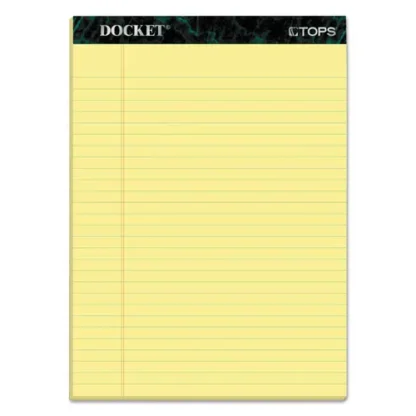 TOPS™ Docket Ruled Perforated Pads, 8.5" x 11.75", Canary-Yellow, 50 Sheets per Pad, 12 Pack