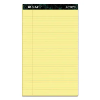 TOPS™ Docket Ruled Perforated Pads, Wide/Legal Rule, Canary-Yellow, 8.5 x 14 Inches, 50 Sheets per Pad, 12 Pads per Pack