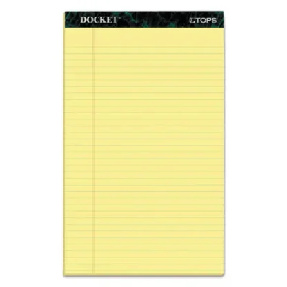 TOPS™ Docket Ruled Perforated Pads, Wide/Legal Rule, Canary-Yellow, 8.5 x 14 Inches, 50 Sheets per Pad, 12 Pads per Pack