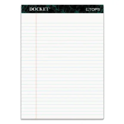 TOPS™ Docket Ruled Perforated Pads, Wide/Legal Rule, 50 White Sheets, 8.5" x 11.75", 12/Pack