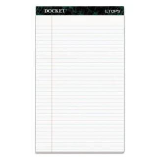 TOPS™ Docket Ruled Perforated Pads, 8.5 x 14, Wide/Legal Rule, 50 Sheets, 12/Pack