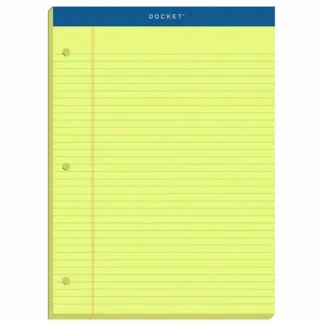 TOPS™ Double Docket Ruled Pads with Extra Sturdy Back, Medium/College Rule, 100 Canary-Yellow Sheets, 8.5" x 11.75"