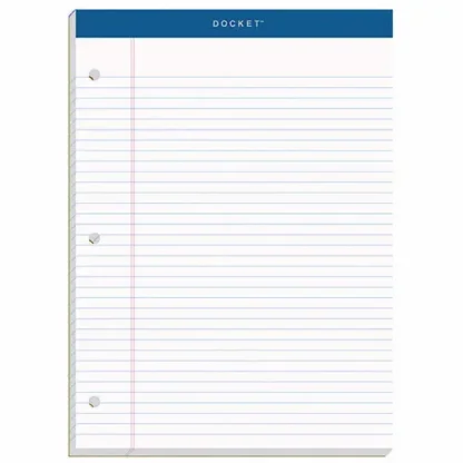 TOPS™ Double Docket Ruled Pads with Extra Sturdy Back, Medium/College Rule, 100 White 8.5 x 11.75 Sheets