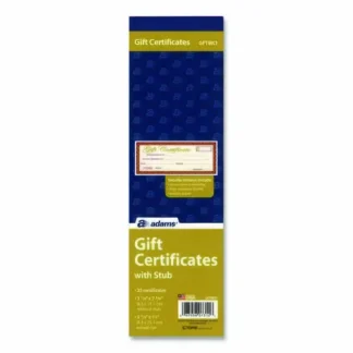 TOPS™ Gift Certificate with Stub Book, 25 Certificates, Cream, 7.81" x 3.25"