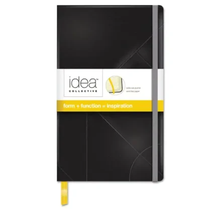 TOPS™ Idea Collective Journal with Elastic Closure, 1-Subject, Wide/Legal Rule, Black Hardcover, 8.25" x 5", 120 Sheets