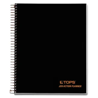 TOPS™ JEN Action Planner, 1-Subject, Narrow Rule, Black Cover, 100 Sheets, 8.5" x 6.75"
