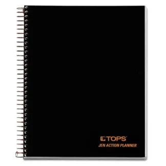TOPS™ JEN Action Planner, 1-Subject, Narrow Rule, Black Cover, 84 Sheets, 8.5" x 6.75"
