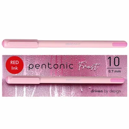 TOPS™ PENTONIC Gel Pen, Fine Point, 0.7 mm, Red Ink, Pale Pink Barrel, 10/Pack