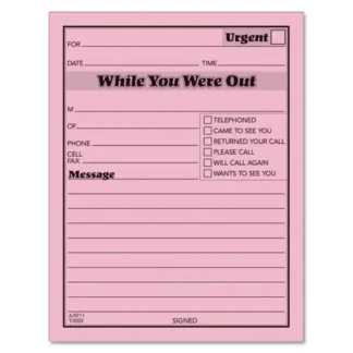 TOPS™ Pink Message Pad, One-Part (No Copies), 4.25 x 5.5, 50 Forms/Pad, 12 Pads/Pack