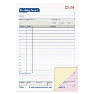 TOPS™ Receiving Record Book, Three-Part Carbonless, 50 Forms