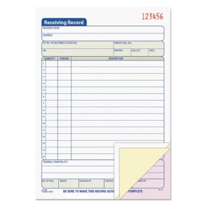 TOPS™ Receiving Record Book, Three-Part Carbonless, 50 Forms