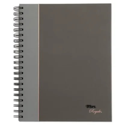TOPS™ Royale Wirebound Business Notebook, 1-Subject, Medium/College Rule, Black/Gray Cover, 96 Sheets, 10.5" x 8"