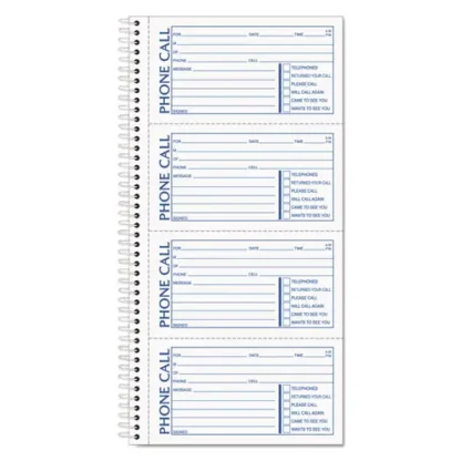 TOPS™ Second Nature Phone Call Book, Two-Part Carbonless, 5 x 2.75, 4 Forms/Sheet, 400 Forms Total
