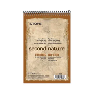 TOPS™ Second Nature Recycled Notepads, Gregg Rule, Brown Cover, 80 White 6 x 9 Sheets