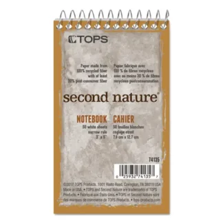 TOPS™ Second Nature Wirebound Notepads, Narrow Rule, 50 White 3 x 5 Sheets, Randomly Assorted Cover Colors