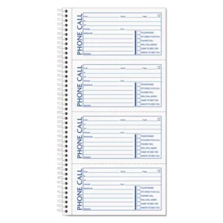 TOPS™ Spiralbound Message Book, Two-Part Carbonless, 5 x 2.75, 4 Forms/Sheet, 200 Forms Total