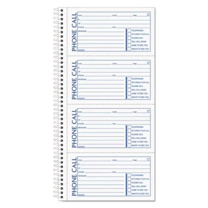 TOPS™ Spiralbound Message Book, Two-Part Carbonless, 5 x 2.75, 4 Forms/Sheet, 200 Forms Total