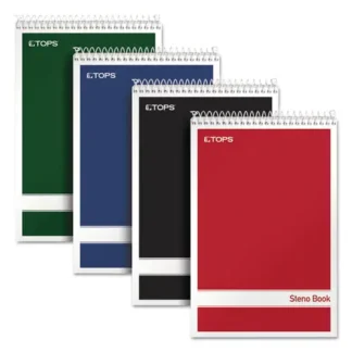 TOPS™ Steno Pad, Gregg Rule, Assorted Cover Colors, 80 Sheets, 6" x 9", 4 Pack