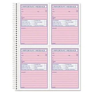 TOPS™ Telephone Message Book with Fax/Mobile Section, Two-Part Carbonless, 3.88 x 5.5, 4 Forms/Sheet, 200 Forms Total