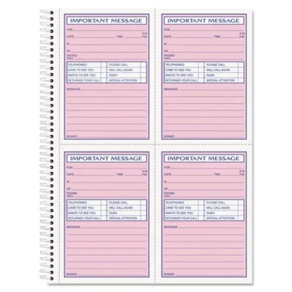 TOPS™ Telephone Message Book with Fax/Mobile Section, Two-Part Carbonless, 3.88 x 5.5, 4 Forms/Sheet, 200 Forms Total