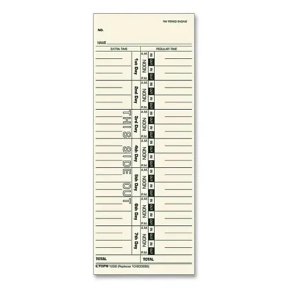 TOPS™ Time Clock Cards, Replacement for 10-800292, One Side, 3.5 x 9, 500/Box