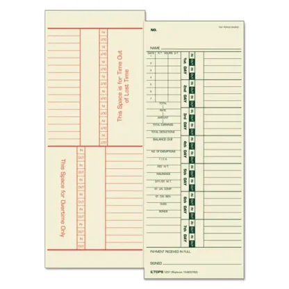 TOPS™ Time Clock Cards, Replacement for 10-800762, Two Sides, 3.5 x 9, 500/Box