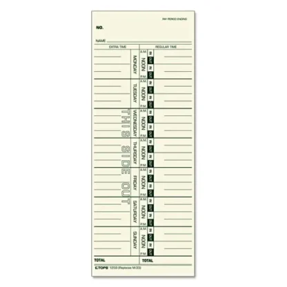 TOPS™ Time Clock Cards, Replacement for M-33, One Side, 3.5 x 9, 500/Box