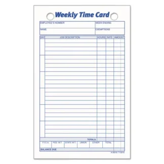 TOPS™ Weekly Employee Time Cards, One Side, 4.25 x 6.75, 100/Pack