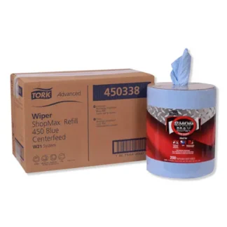 Tork® Advanced ShopMax Wiper 450, Centerfeed Refill, Blue, 200 Towels/Roll, 2 Rolls/Carton