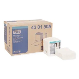 Tork® Paper Wiper Plus, White, Quarter-Folded, 12.5" x 13", 90 Wipers/Pack, 12 Packs/Carton