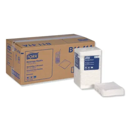 Tork® Universal Beverage Napkin, 1-Ply, 9.13 x 9.13, 1/4 Fold, Poly-Pack, White - 4000 Napkins per Carton