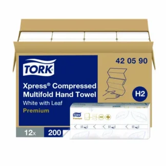 Tork® Xpress Compressed Multifold Hand Towels, 1-Ply, 8.3" x 9.45", White, 200 Towels/Pack, 12 Packs/Carton