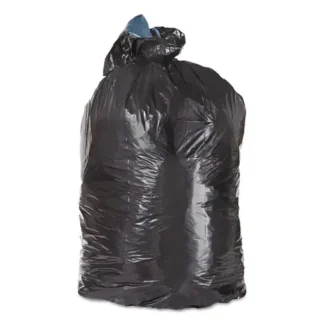 Trinity Plastics Low-Density Can Liners, 56 gal, 1.25 mil, 43" x 47", Black, Flat Pack, 100/Carton