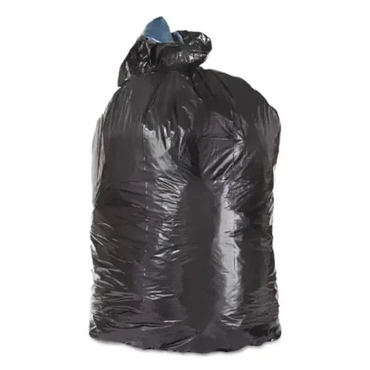 Trinity Plastics Low-Density Can Liners, 56 gal, 1.25 mil, 43" x 47", Black, Flat Pack, 100/Carton