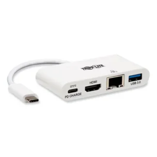 Tripp Lite by Eaton 4K Dock with Charging and Ethernet, USB C/4K HDMI/USB A/PD Charging, White