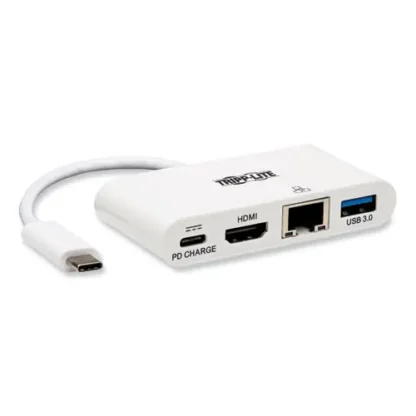 Tripp Lite by Eaton 4K Dock with Charging and Ethernet, USB C/4K HDMI/USB A/PD Charging, White